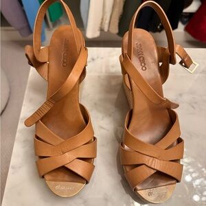 Jimmy Choo Brown Wedge Sandals - size 42 good condition